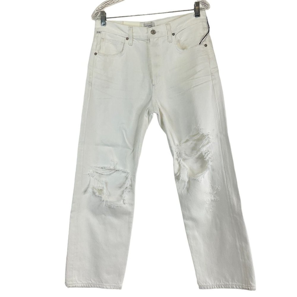Citizens of Humanity Jeans Womens Size 27 White Emery Crop Relaxed $258 Nwt